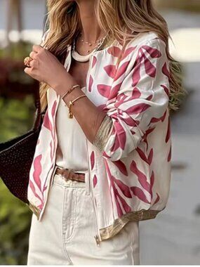 NWT Beautiful LIGHTWEIGHT  RASPBERRY Graphic Jacket